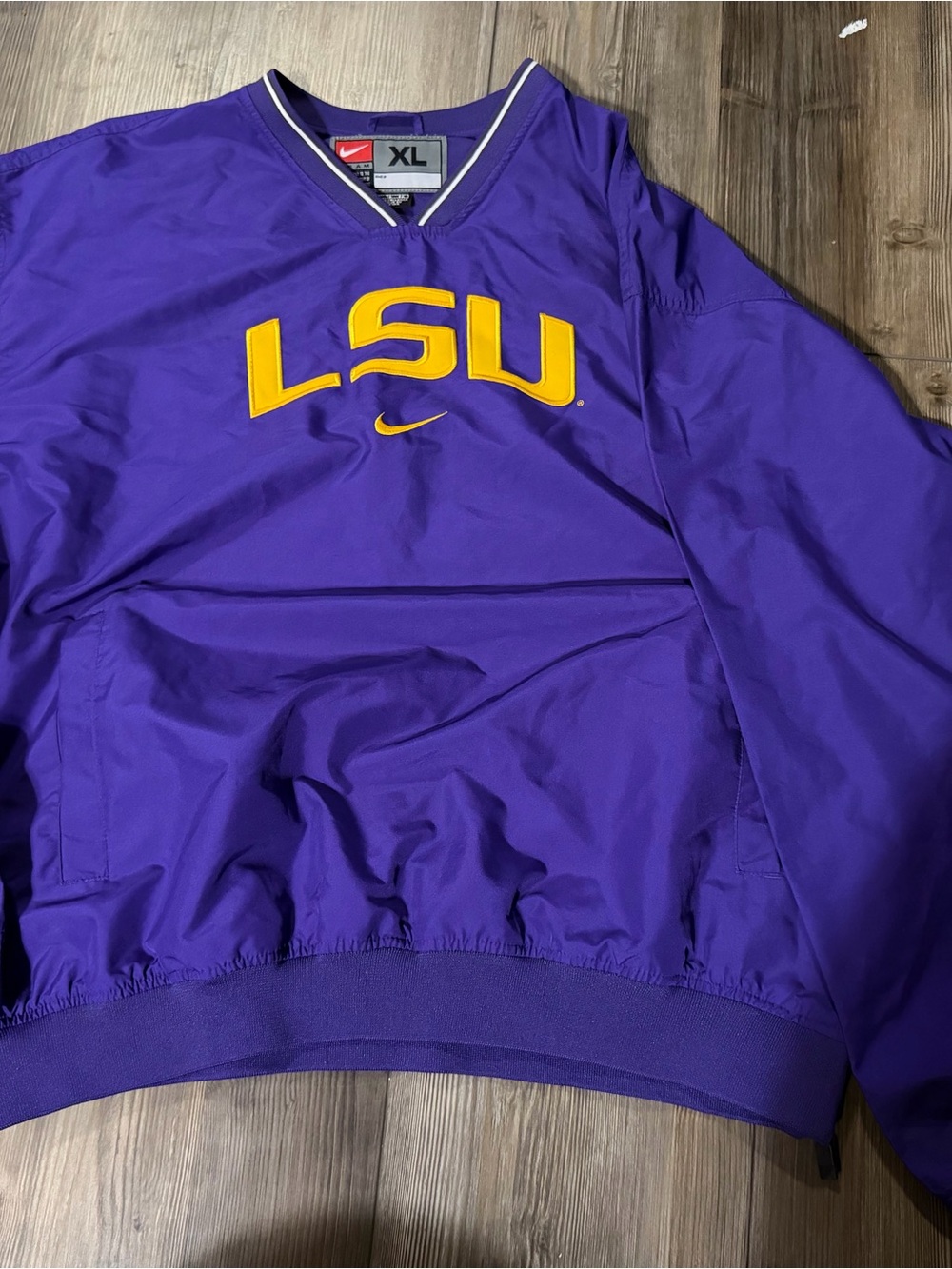 Nike men’s VINTAGE Purple LSU Pullover Jacket with Yellow Logo